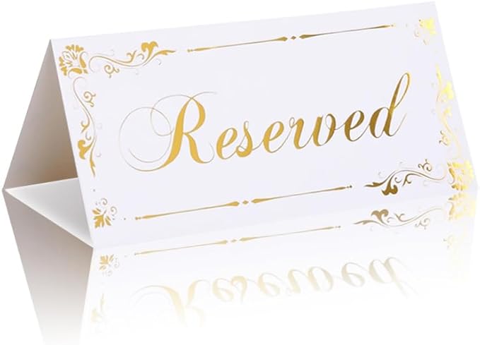 20 Pack Reserved Table Signs White Reserved Table Tent Card by Unknown