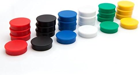 Bullseye Office 24 Round Black Fridge Magnets, Button Shaped, Small Colorful - Image 2