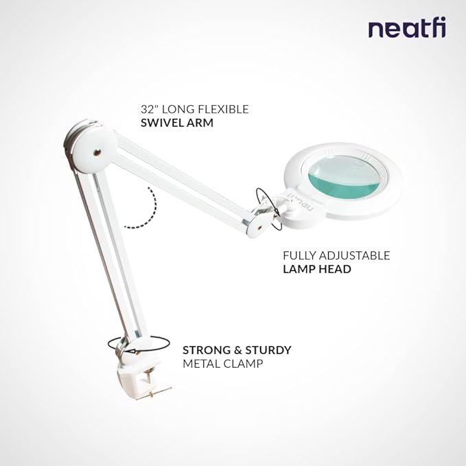Neatfi XL Bifocal LED Magnifying Lamp, 7-Inch Acrylic Lens, 5D/20D Magnification - Image 3