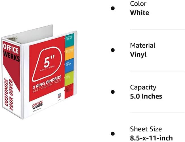 3 Ring Binder, Professional D Ring 5 Inch, Presentation Folder - Image 5