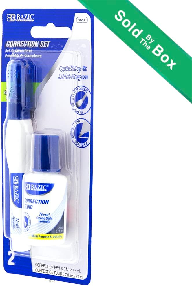 BAZIC Products Correction Fluid, Soft Bristle Brush & Precise Metal Tip - Image 7