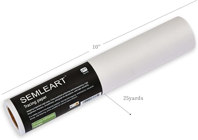 SEMLEART Trace Paper roll 10inchs x 25 Yard, 32lb/50gsm, Translucent White - Image 2