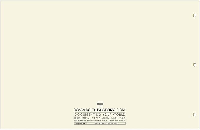 BookFactory Ledger Sheets/Large 6 Column Accounting Ledger Columnar Loose Leaf - Image 3