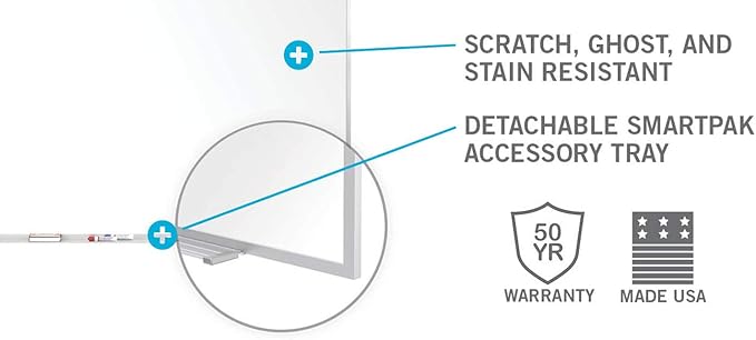 Ghent 4 x 10 Aluminum Frame Porcelain Magnetic Whiteboard, 1 Marker, 1 Eraser - Image 3