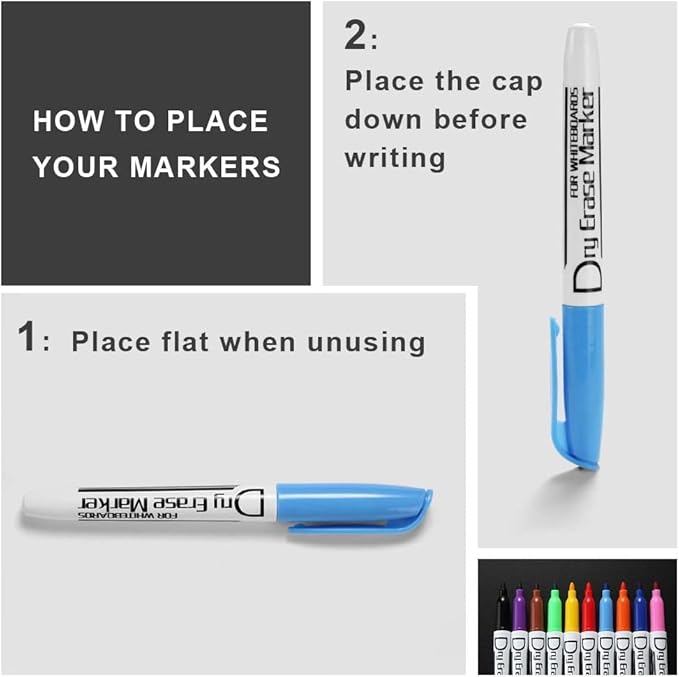 Volcanics Dry Erase Markers Low Odor Fine Whiteboard Markers Thin Box of 80 - Image 6