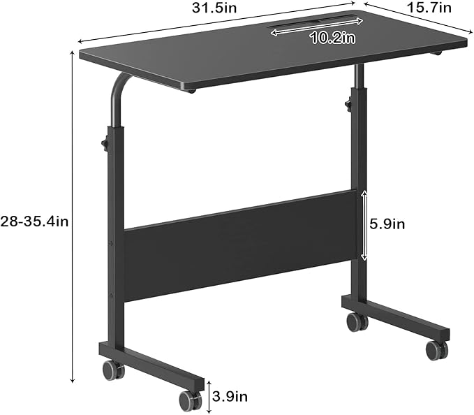 DlandHome Side Table 31.4 Inches w/Tablet Slot & Wheels Adjustable C Table - Image 3