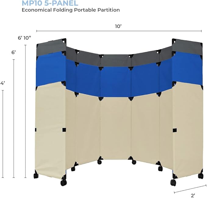 Versare MP10S Portable Folding Wall Partition | Economical 5 Panel Design | - Image 3