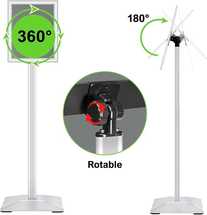 INNOVSIGN Heavy Duty Adjustable Pedestal Poster Sign Stand, 8.5x11 Aluminum - Image 4