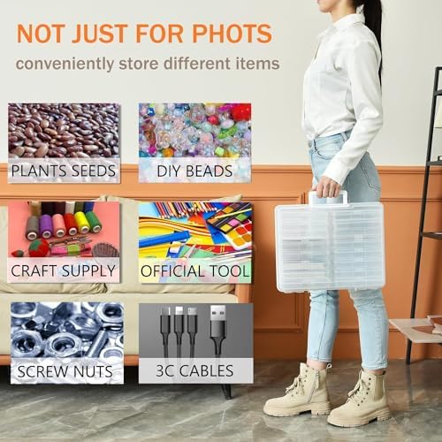 Haundry Photo Storage Box with 16 Inner 4" x 6" Photo Case, Portable Storage - Image 4