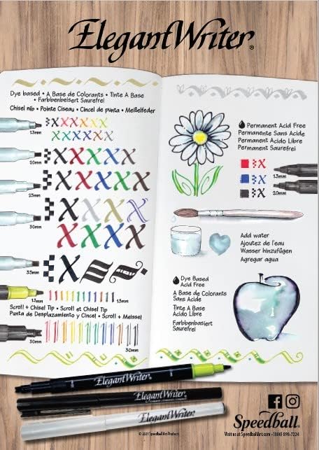 Speedball 2882 Elegant Writer 6 Medium Calligraphy Markers Set - Image 9