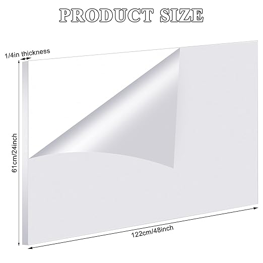 Roowest 1 Pcs 24 x 48 Inch, 1/4 Inch Thick Clear Acrylic Plexiglass Sheets - Image 2