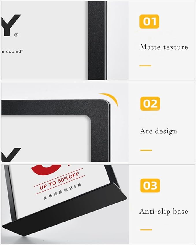 ECKEK Carbon Steel Sign Holder, Menu Displays Double Sided, Table Top Sign Stand - Image 5