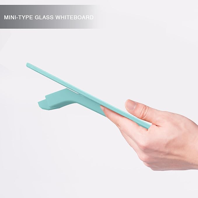 Aqua Blue Mini Desktop Pure Glass Whiteboard, Small Slope Slick Desk Whiteboard - Image 7