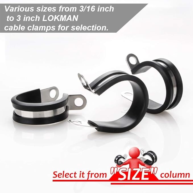 LOKMAN 20 Pack 1/2 Inch Stainless Steel Cable Clamp, Rubber Cushioned Insulated - Image 3