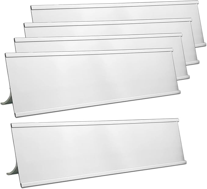5 Pack 2" x 10" Aluminum Desk Name Plate Holders, Office Business Desk Sign by Unknown