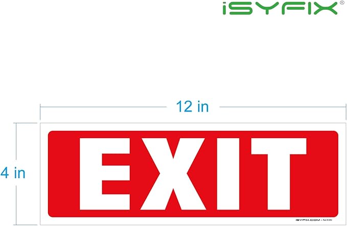 iSYFIX Exit Signs Stickers – 6 Pack 12x4 Inch – Premium Self-Adhesive Vinyl - Image 8