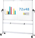 VIZ-PRO Double-Sided Mobile Whiteboard, 72 x 48 Inches, Magnetic Rolling Dry by VIZ-PRO