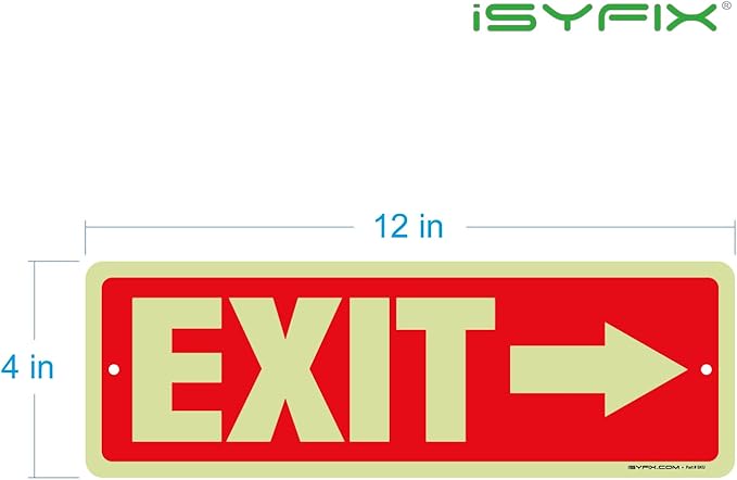 iSYFIX Exit Signs with Directional Right Arrow, Glow in the Dark, - Image 8