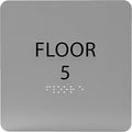 Grey w/Black ADA Floor 5 Sign by ADACentralSigns