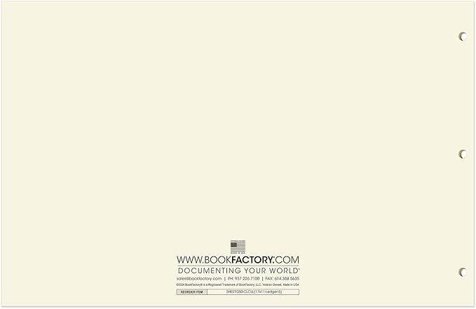 BookFactory Ledger Sheets/Large 5 Column Accounting Ledger Columnar Loose Leaf - Image 3