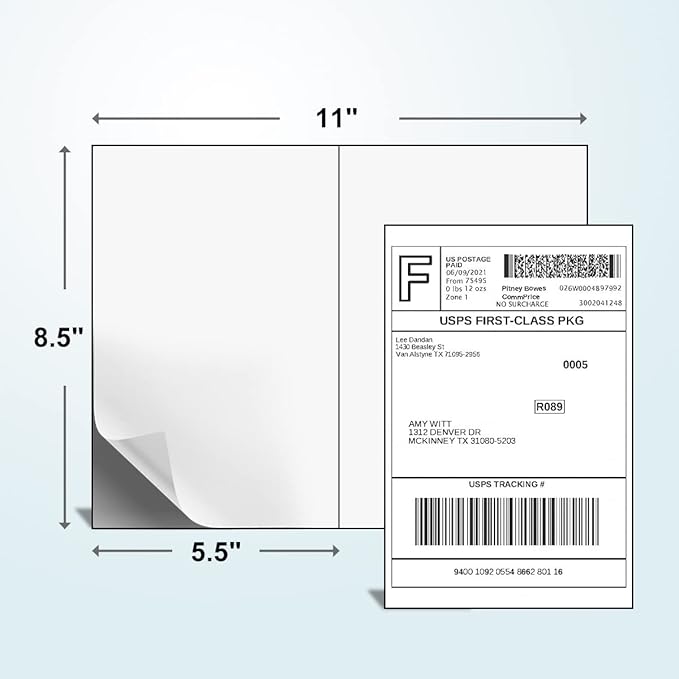 Half Sheet Laser/Ink Jet Shipping Labels UPS FedEx Address Labels - Image 2