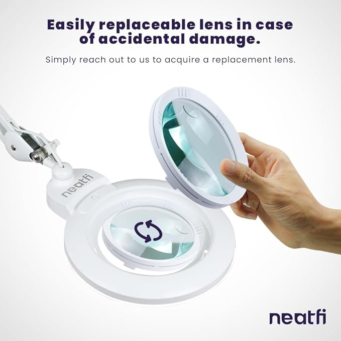 Neatfi XL Bifocal LED Magnifying Lamp, 7-Inch Acrylic Lens, 5D/20D Magnification - Image 6