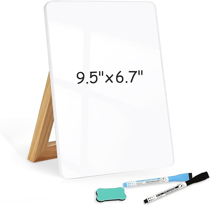 WALGLASS Desktop Glass White Board 9.5"x 6.7" by WALGLASS