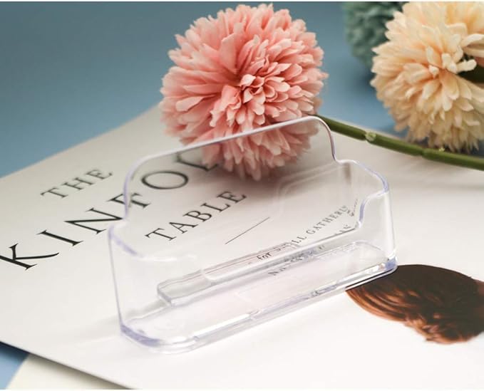 Qizpcer 4 Pack Clear Plastic Business Card Holder, Acrylic Business Card Display - Image 6