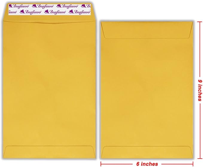 Bonfasvo 300 Pack 6x9 Brown Catalog Envelopes Peel & Seal Security Mailing - Image 2