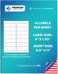 Premium Label Supply White Sticker Mailing Labels – 4" x 1.33" – Laser/Inkjet by PremiumLabelSupply