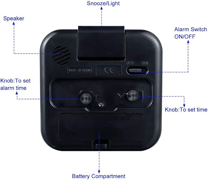Tinload Small Battery Operated Analog Travel Alarm Clock Silent Non Ticking - Image 4