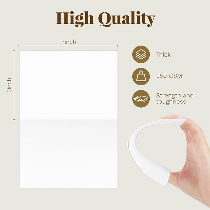 Goefun Blank Note Cards and Envelopes 5 x 7 Folded Cardstock and A7 Envelopes - Image 2