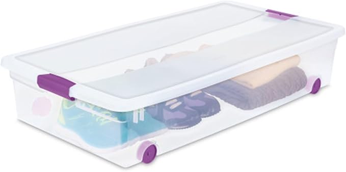 Sterilite 4-Pack 60 Quart ClearView Latch Box, Wheeled Underbed Organizer Bins - Image 7