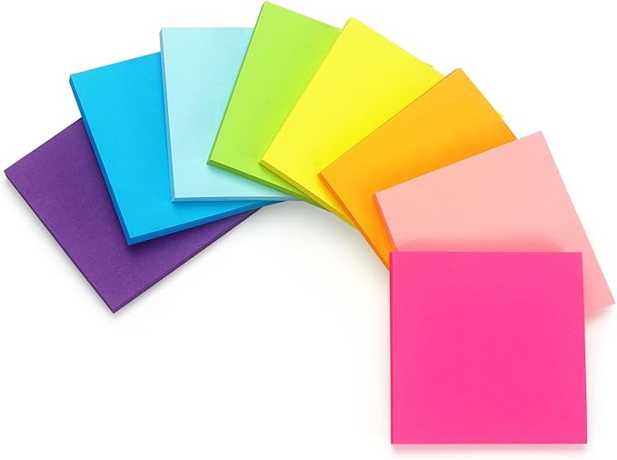 Early Buy Sticky Notes 8 Bright Color 8 Pads Self-Stick Notes 3 in x 3 in - Image 2