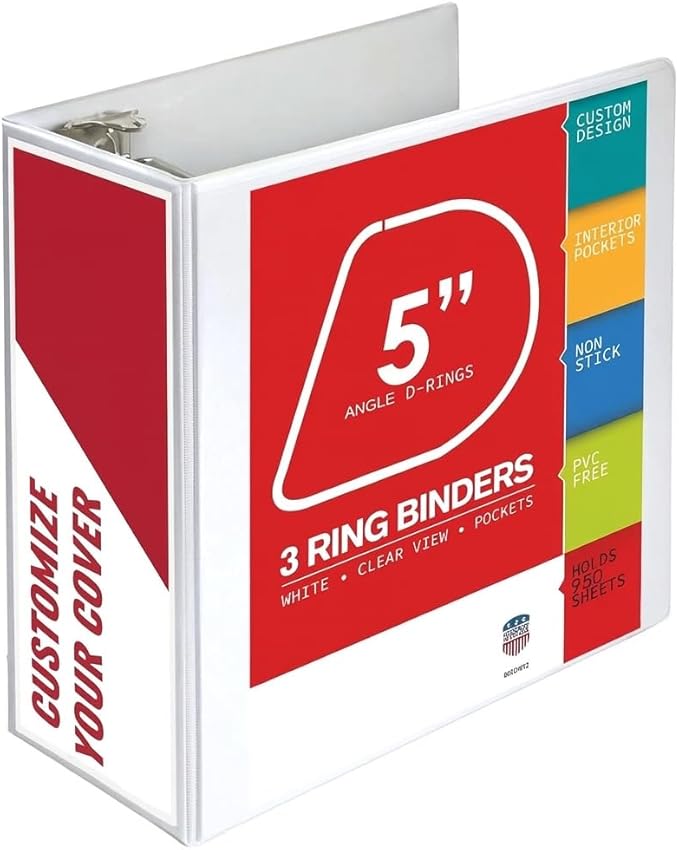 3 Ring Binder, Professional Angle D Ring Binder 5 Inch, Presentation Folder - Image 2