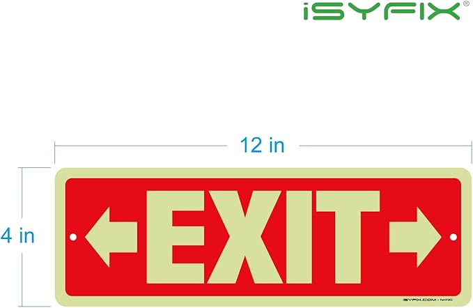 iSYFIX Exit Signs with Directional Right & Left Arrow, Glow in the Dark - Image 8