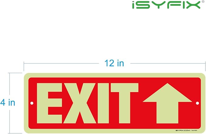 iSYFIX Exit Signs with Directional Up Arrow, Glow in the Dark, Photoluminescent - Image 8