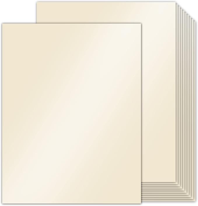 100 Sheets Cream Shimmer Cardstock 8.5 x 11 Off White Paper, Goefun 80lb Ivory by Goefun