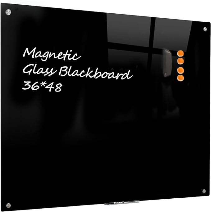 Glass Black Board Magnetic Dry Erase Board by Unknown