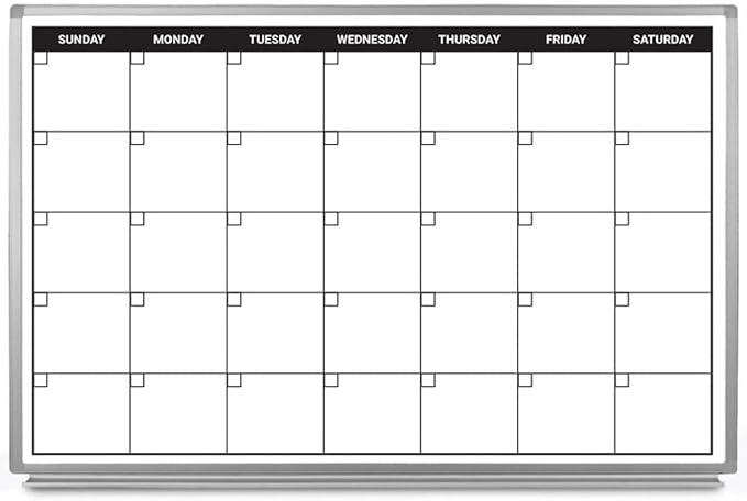 Month Calendar Dry-Erase Scheduling Whiteboard 60" x 40" by CreativeSafetySupply