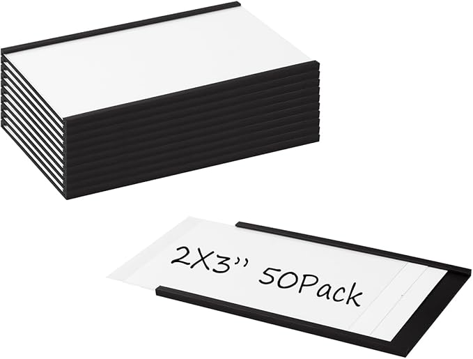 Realth C Channel Magnetic Label Holders 2'' x 3'' 50 Pack, Magnetic File by Realth