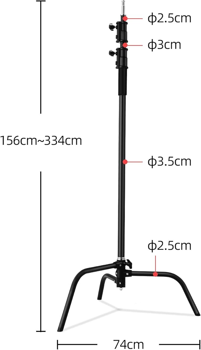 Soonpho 2 Pack 100% Heavy-Duty Steel C-Stand, Pro Photography Light Stand - Image 3