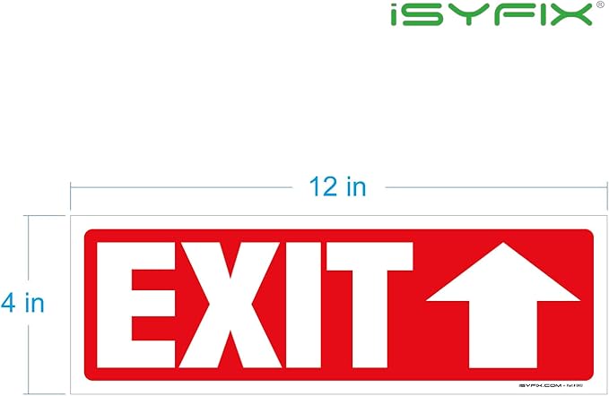 iSYFIX Exit Signs Stickers 12 Pack 12x4 Inch - Image 8