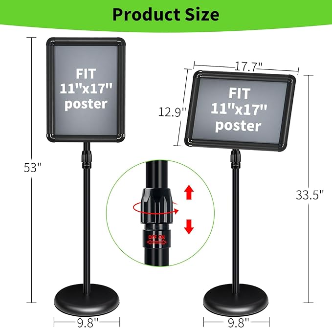 INNOVSIGN 2Packs Adjustable Pedestal Sign Holder Stand 11''x17'', Floor - Image 6