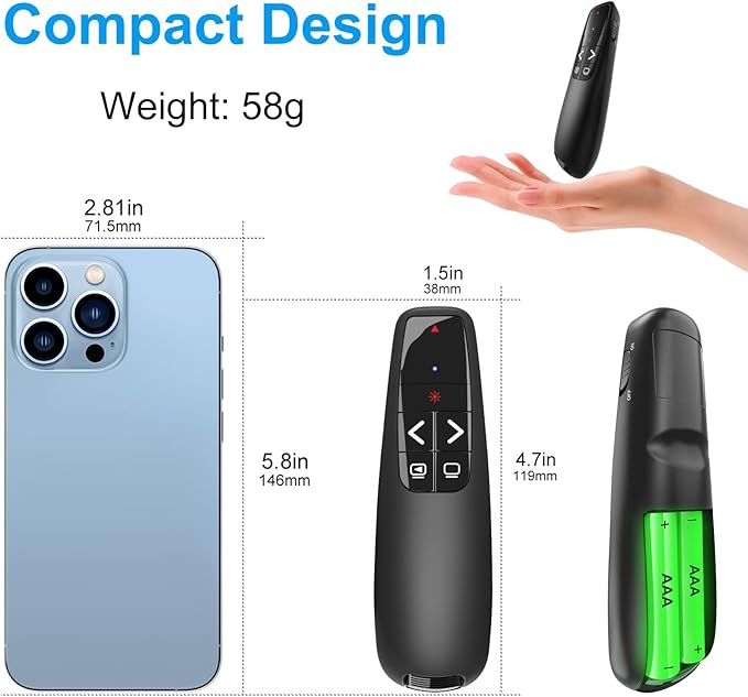 Wireless Presentation Clicker PowerPoint Presenter Remote : USB Type C Clicker - Image 5