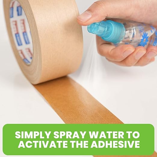 ADHES Water Activated Tape 2" x 55yds, 6 Rolls, Reinforced Kraft Gummed Paper - Image 5