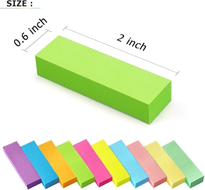 30 Pads 0.6x2 Inch Sticky Notes Flags Tabs Page Markers 10 Bright Color Sticky - Image 2