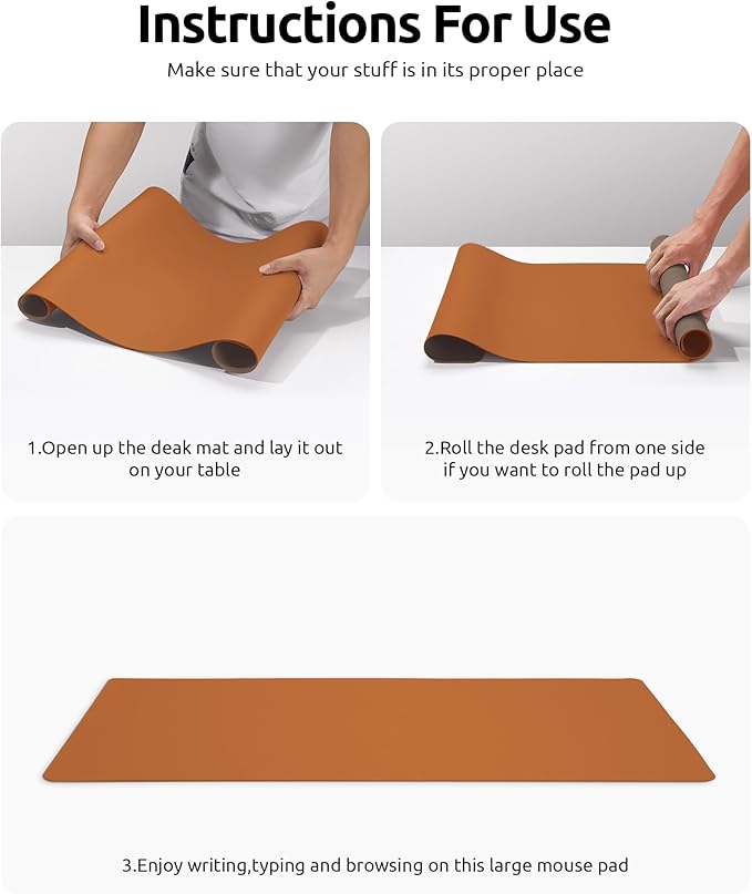 YSAGi Leather Desk Protector, Office Mat, Large Mouse Mat, Non-Slip PU Leather - Image 9