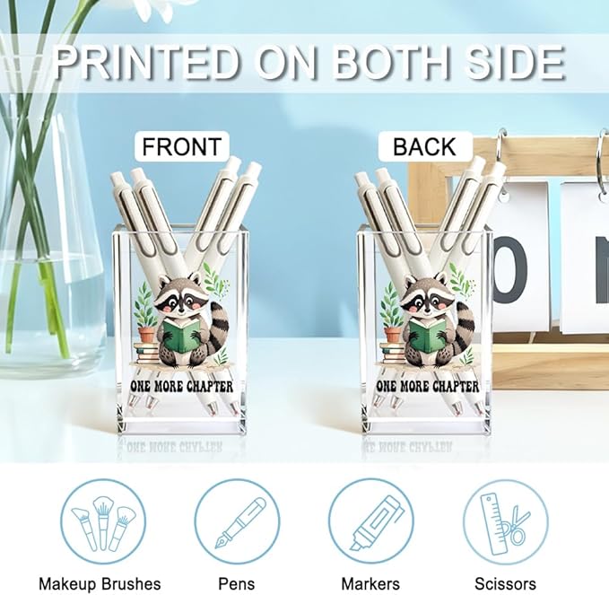QYUVK One More Chapter Acrylic Pencil Holder Cup, Book Lover Gifts - Image 3
