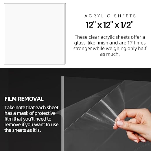 CALPALMY 1/2" Thick Clear Acrylic Sheets - Image 2